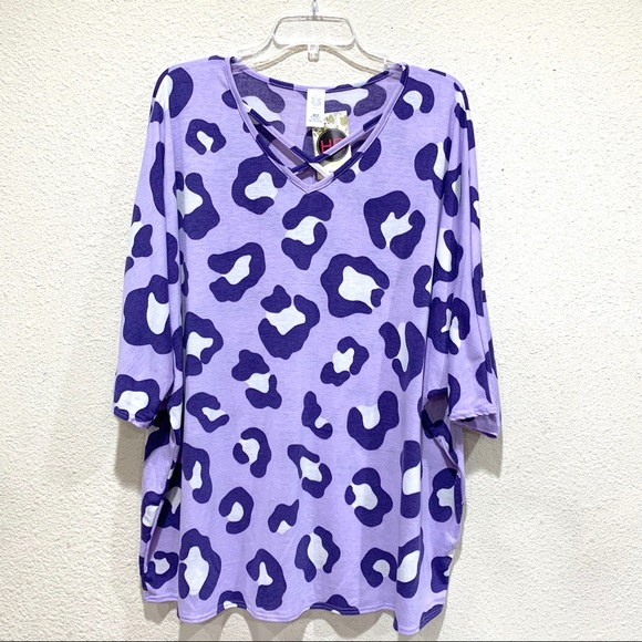 Hollywood Rage Tops - Plus Size Purple Animal Prints (NWT)